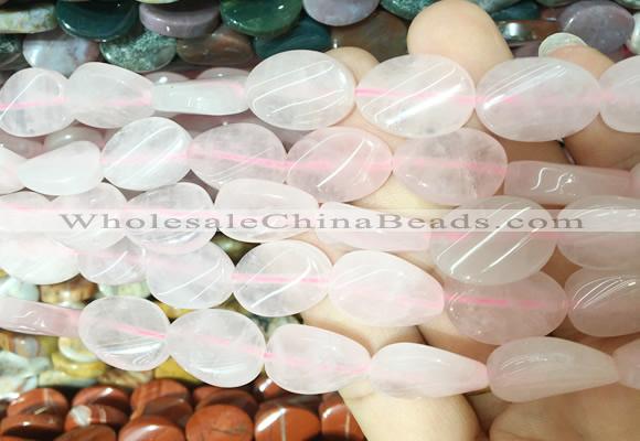 TWBS24 15 inches 13*18mm twist oval rose quartz beads wholesale