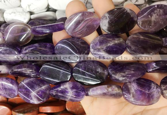 TWBS39 15 inches 18*25mm twist oval amethyst beads wholesale