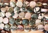 TWBS67 15 inches 16mm twist coin black veined rhodonite beads wholesale