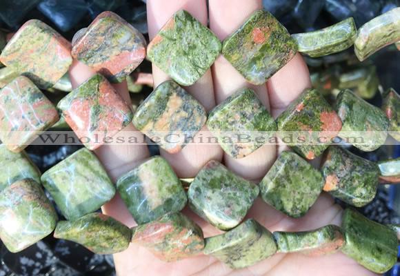 TWBS92 15 inches 16mm twist diamond unakite beads wholesale